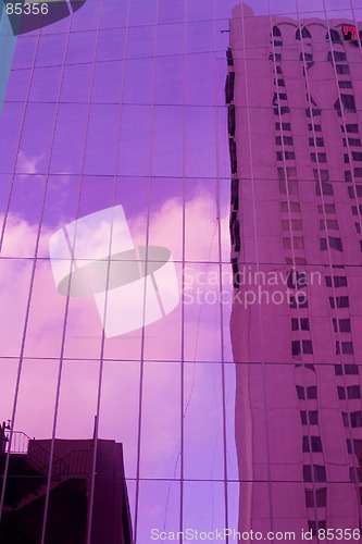 Image of Reflection on the Purple Mirrored Business Building