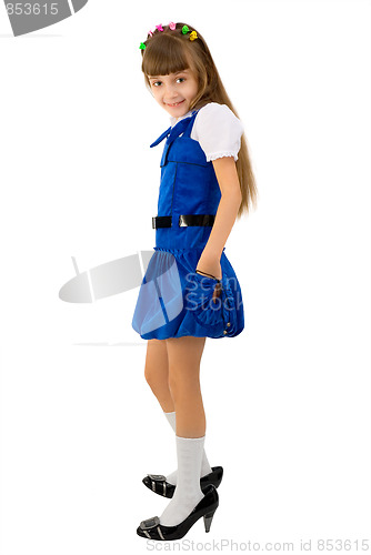 Image of The girl in a blue dress