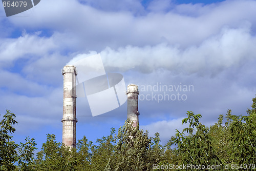 Image of Two factory pipes