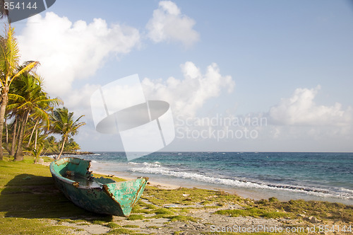 Image of old fishing boats on land corn island nicaragua