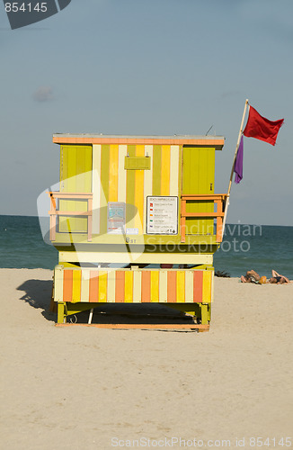 Image of iconic lifeguard beach hut south beach miami florida