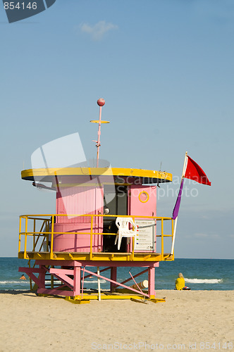 Image of iconic lifeguard beach hut south beach miami florida