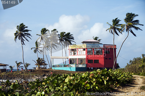 Image of colorful beach house hotel corn island nicaragua