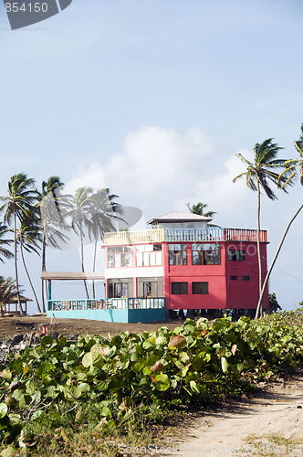 Image of colorful beach house hotel corn island nicaragua