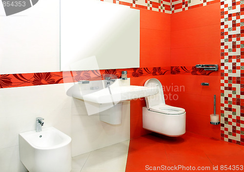 Image of Red bathroom