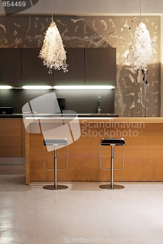Image of Wooden kitchen counter