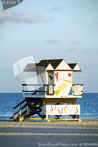 Image of iconic lifeguard beach hut south beach miami florida