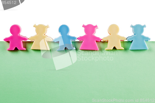 Image of Group of figurines on blank paper