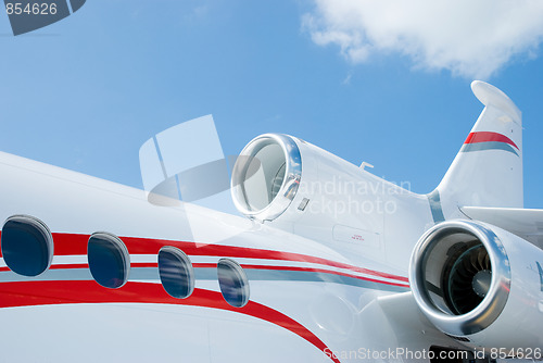 Image of Detail of three engined corporate jet