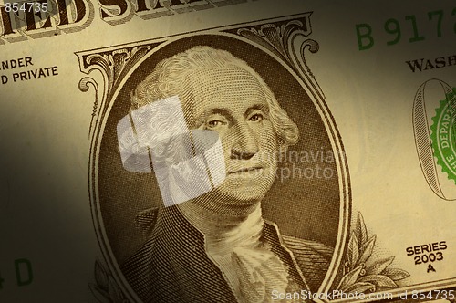 Image of Close-up of George Washington on a one dollar bill