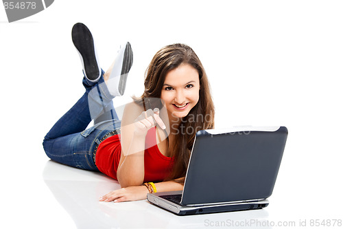 Image of Working on a laptop