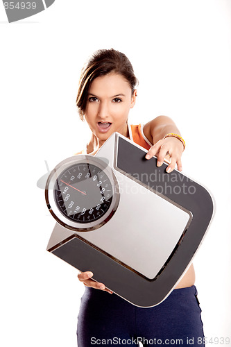 Image of Athletic girl with a scale