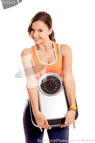 Image of Athletic girl with a scale