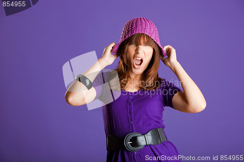 Image of Beautiful woman yelling