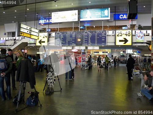 Image of Russia. Moscow. International airport Sheremetyevo. 15 April 2010. Timetable with cancellations