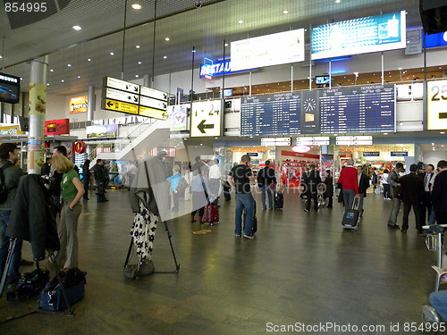 Image of Russia. Moscow. International airport Sheremetyevo. 15 April 2010. Timetable with cancellations