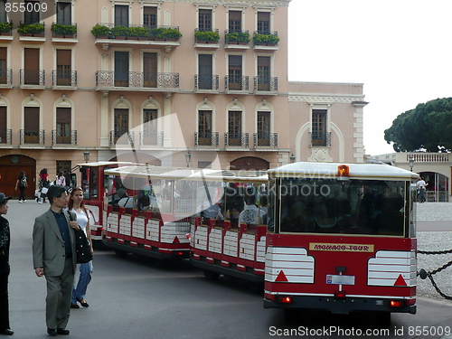 Image of Monaco. French Riviera. Monaco-Ville. Tourist carriage on the Courtyard of Prince's Palace of Monaco  