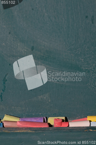 Image of Coloured chalk and chalkboard