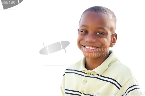 Image of Handsome Young African American Boy Isolated on White