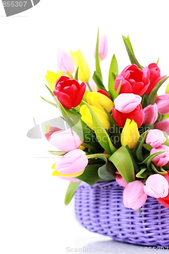 Image of basket full of tulips