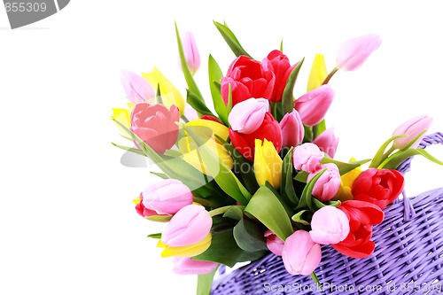 Image of basket full of tulips