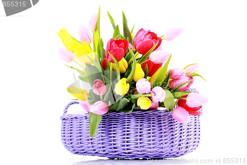 Image of basket full of tulips