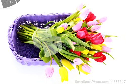 Image of basket full of tulips