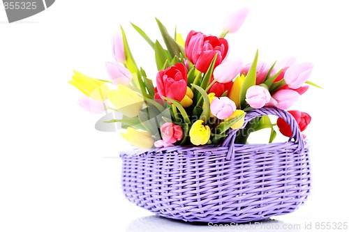 Image of basket full of tulips