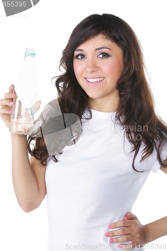 Image of Brunette woman with water