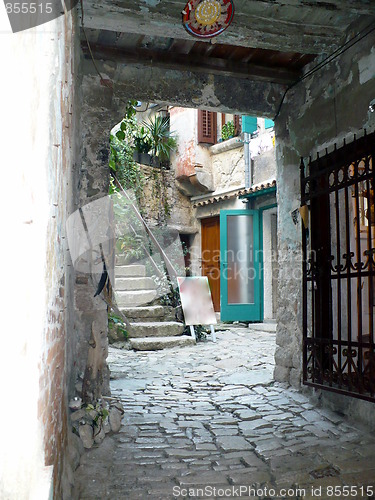 Image of Croatia. Istria. Rovinj. Art-store in a cosy peaceful courtyard
