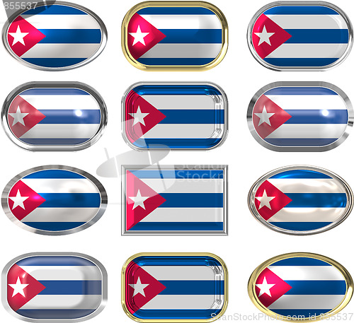 Image of twelve buttons of the Flag of Cuba