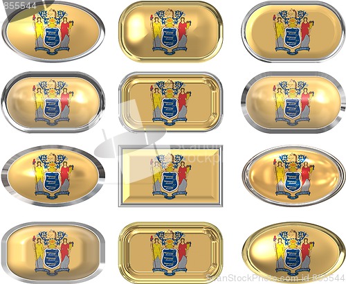 Image of 12 buttons of the Flag of New Jersey