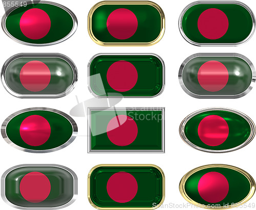 Image of twelve buttons of the Flag of Bangladesh