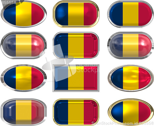 Image of twelve buttons of the Flag of Chad
