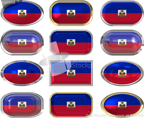 Image of twelve buttons of the Flag of Haiti