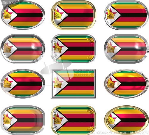Image of 12 buttons of the Flag of Zimbabwe