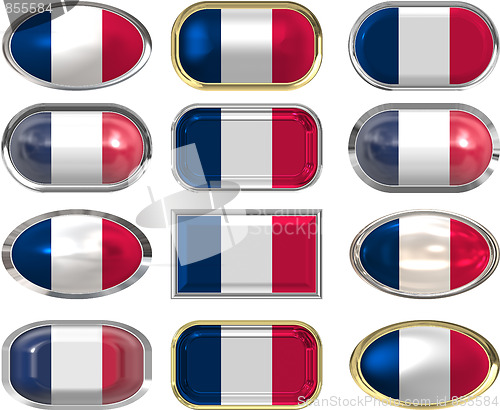 Image of twelve buttons of the Flag of France