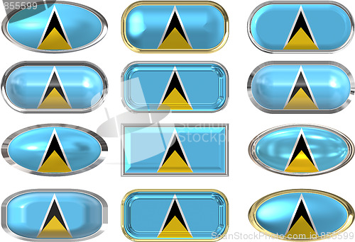 Image of twelve buttons of the Flag of Saint Lucia