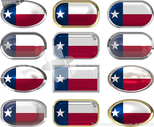 Image of 12 buttons of the Flag of Texas