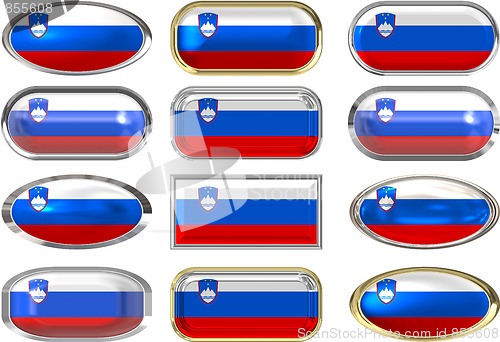 Image of twelve buttons of the Flag of Slovenia