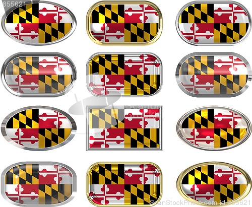 Image of 12 buttons of the Flag of Maryland