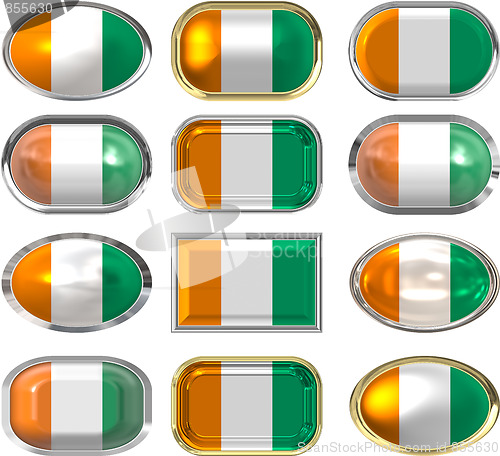 Image of twelve buttons of the Flag of Cote d'Ivoire