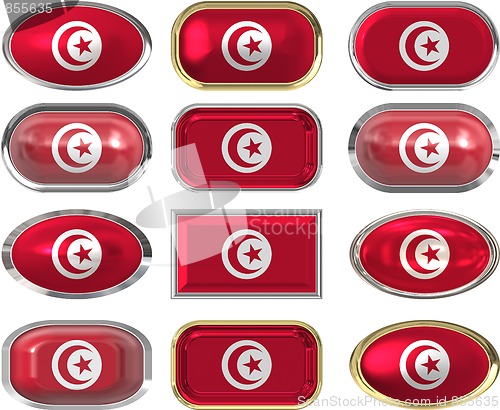 Image of 12 buttons of the Flag of Tunisia