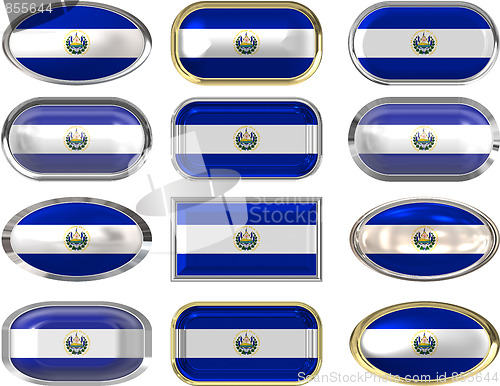 Image of twelve buttons of the Flag of El Salvador