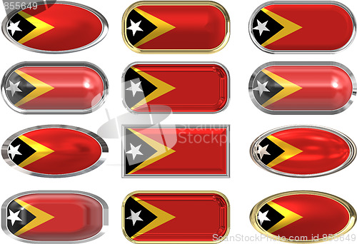 Image of twelve buttons of the Flag of East Timor