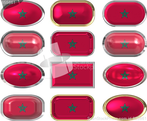 Image of 12 buttons of the Flag of Morocco
