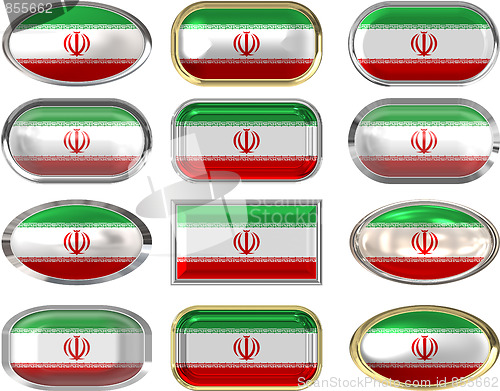 Image of twelve buttons of the Flag of Iran