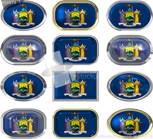 Image of 12 buttons of the Flag of New York