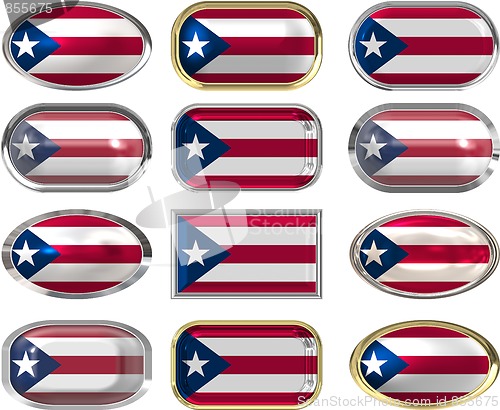 Image of 12 buttons of the Flag of Puerto Rico