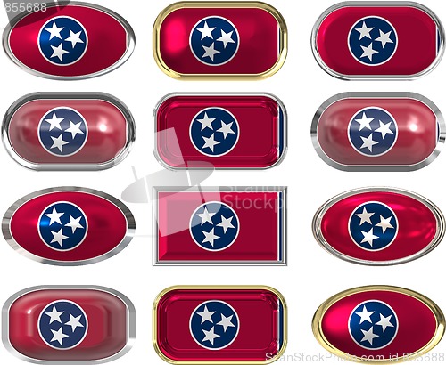 Image of 12 buttons of the Flag of Tennessee